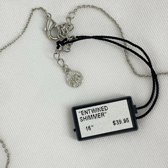 FAC Baguette Crystal Interlocking Silver Tone Necklace - Picture 6 of 7